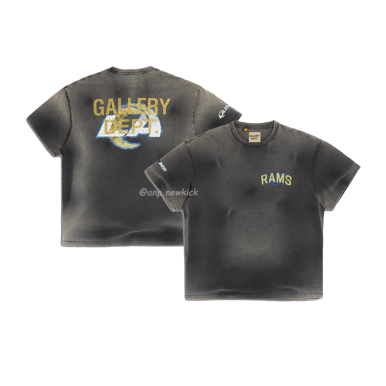 Gallery Dept X La Rams Tee Co Branded Letter Sun Faded Black Brown (1) - newkick.app